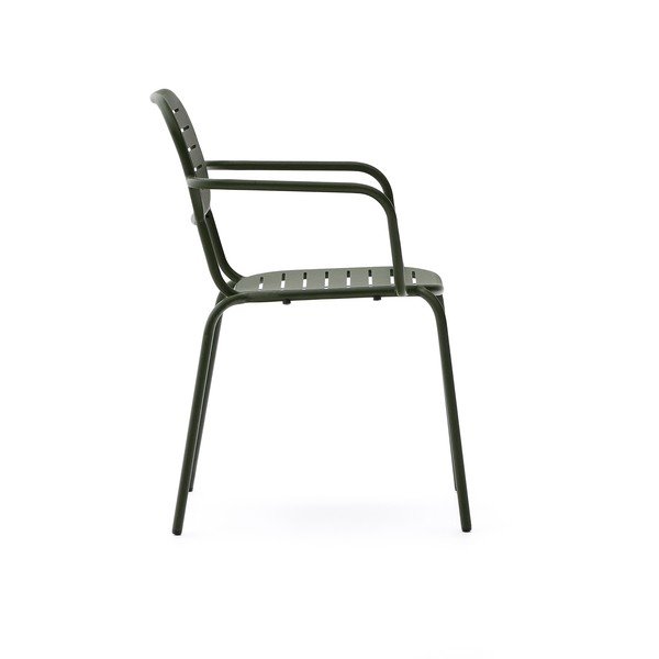 Tmavě zelená kovová zahradní židle Brai – Kave Home-image-3