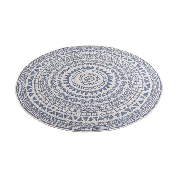 Modro-krémový venkovní koberec NORTHRUGS Coron, ø 140 cm-image-2