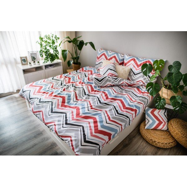 Modré/šedé 3dílné povlečení na jednolůžko z bavlněného saténu 140x200 cm Marina – JAHU collections-image-3