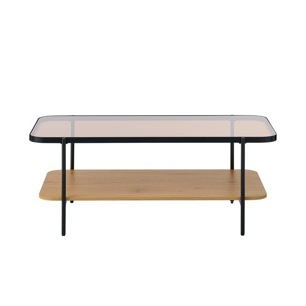 Konferenční stolek se skleněnou deskou v přírodní barvě 60x120 cm Hassel – Unique Furniture-image-2