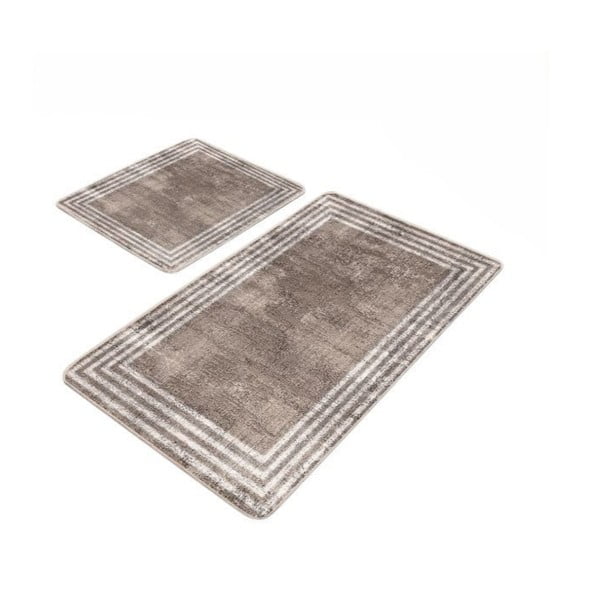 Hnědé sametové koupelnové předložky v sadě 2 ks 60x100 cm – Mila Home