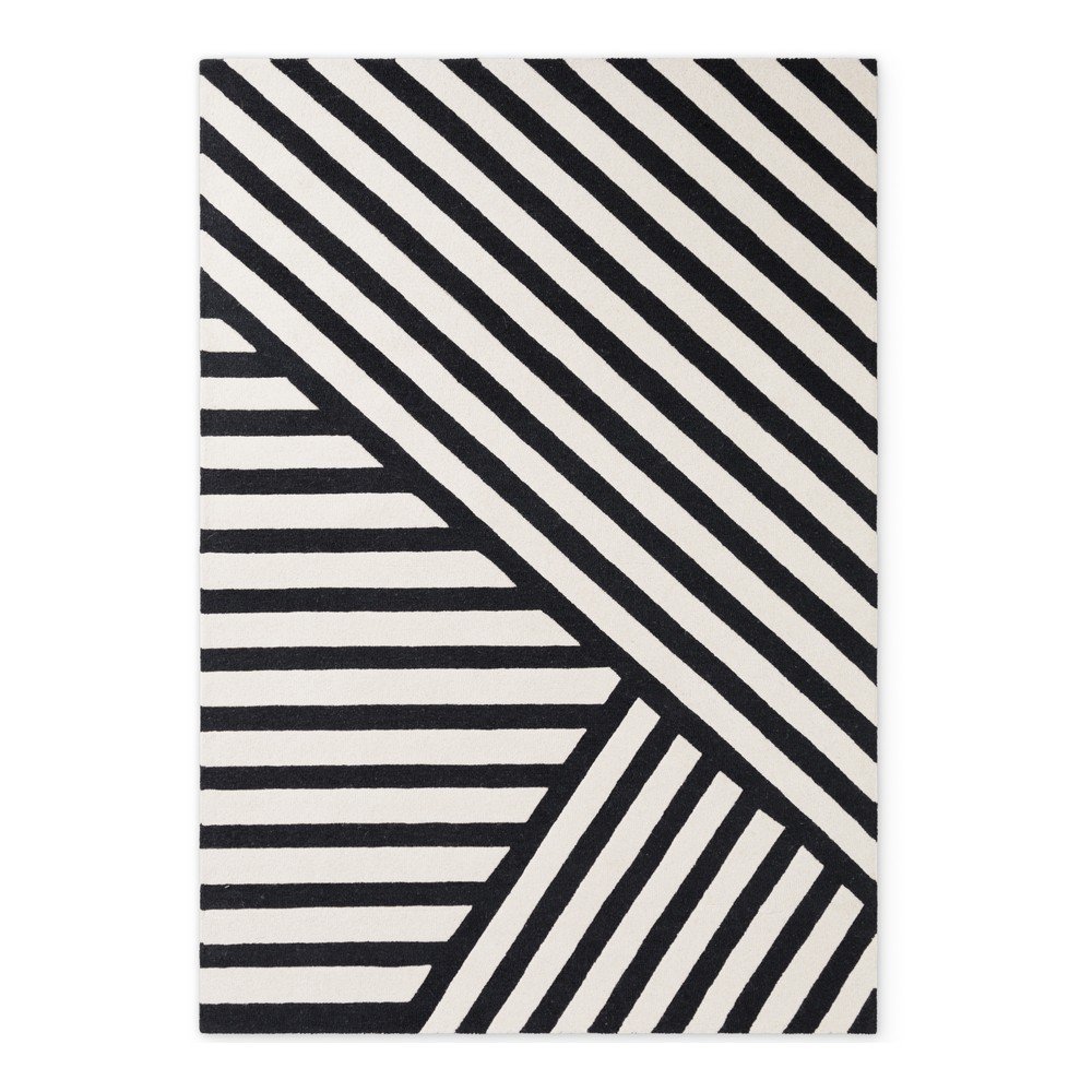 Černobílý ručně tkaný vlněný koberec 160x230 cm Stryve Noir – Elle Decoration