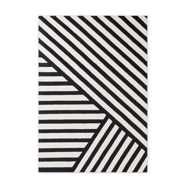 Černobílý ručně tkaný vlněný koberec 120x180 cm Stryve Noir – Elle Decoration