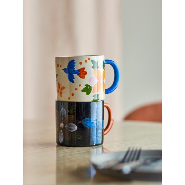 Černé/béžové keramické hrnky v sadě 2 ks 300 ml Maricala – Bloomingville-image-1