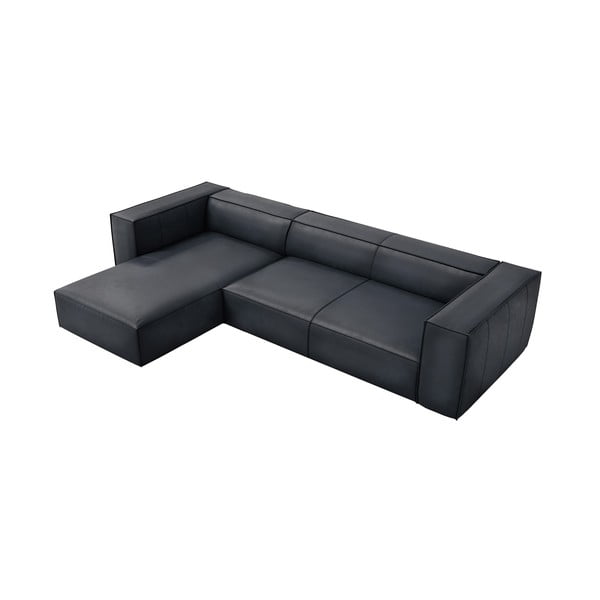 Tmavě modrá kožená rohová pohovka (levý roh) Madame – Windsor & Co Sofas-image-1