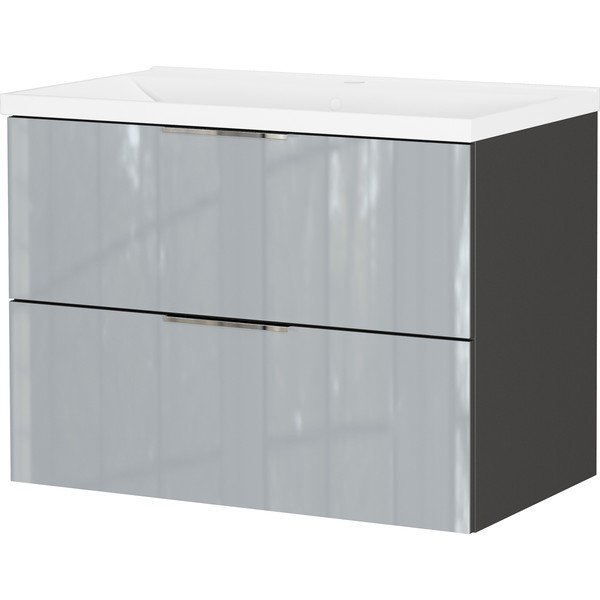 Šedá lesklá závěsná skříňka pod umyvadlo 81x61 cm Celano – Germania