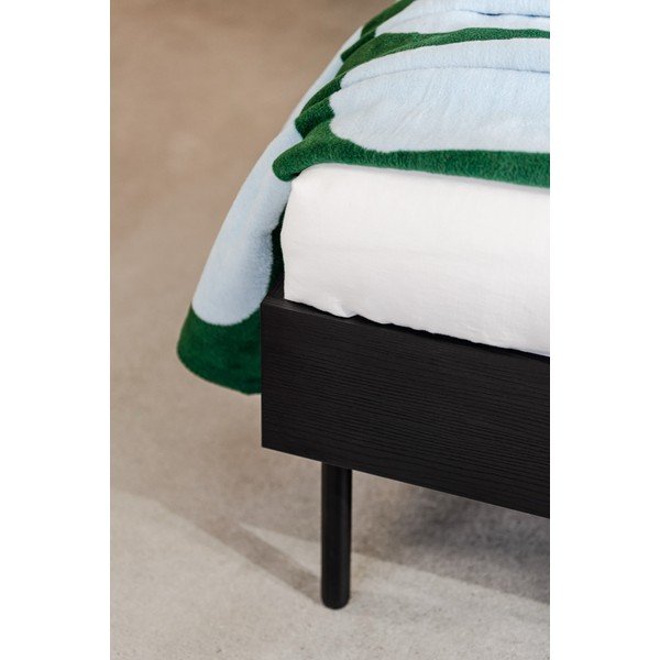 Černá čalouněná/z dřevotřísky dvoulůžková postel s roštem 200x200 cm Streiko – noo.ma-image-4