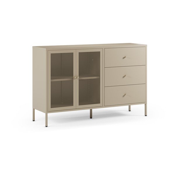 Krémová kovová komoda 140x90x40 cm Fayna – Marckeric-image-4