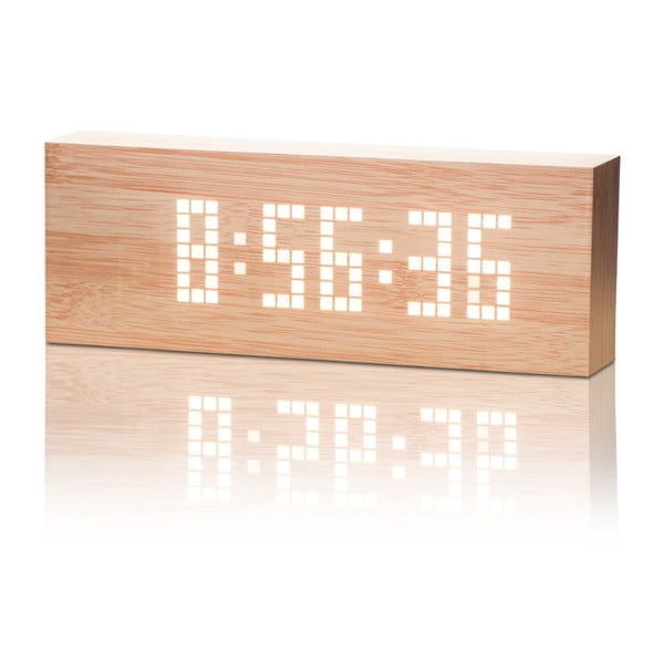 Světle hnědý budík s bílým LED displejem Gingko Message Click Clock