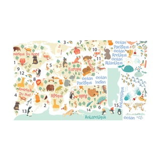 Nástěnná samolepka Ambiance Pastel World Map