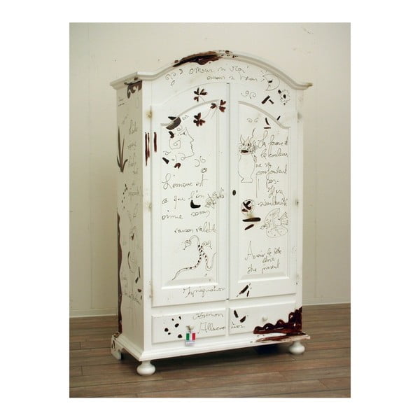 Bílá dřevěná šatní skříň Castagnetti Diary