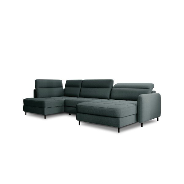 Zelená sametová rozkládací/s úložným prostorem rohová pohovka (levý roh/do "U") Berrto – ELTAP-image-2