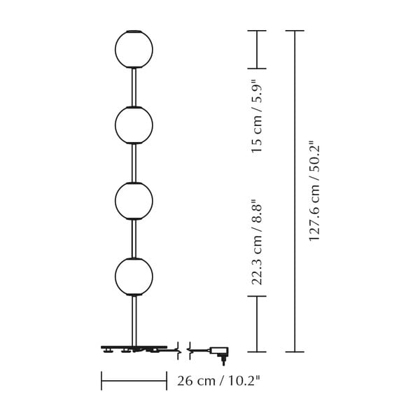 V mosazné barvě LED stmívatelná stojací lampa se skleněným stínidlem (výška 128 cm) Audrey Floor – UMAGE-image-4