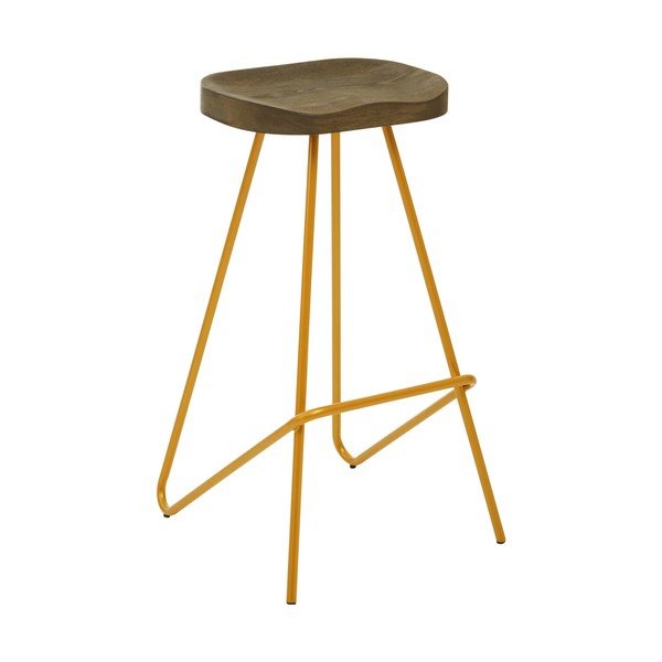 Barová stolička z jilmového dřeva ve zlaté barvě/v přírodní barvě (výška sedáku 78 cm) District – Premier Housewares