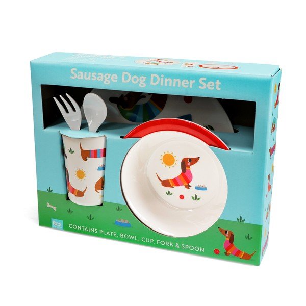 Dětská jídelní sada 5 ks Sunny Sausage Dog – Rex London-image-2