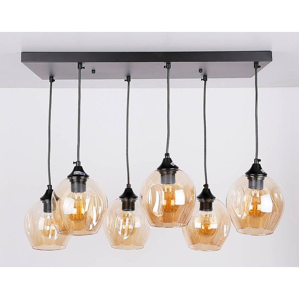 Černé závěsné svítidlo se skleněným stínidlem 33x67 cm Aspa – Candellux Lighting-image-4