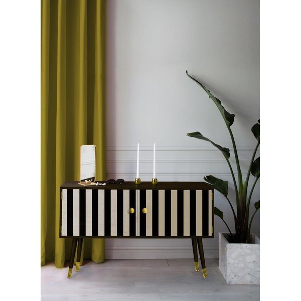 Komoda z masivního borovicového dřeva Velvet Atelier Au Cafe Golden Black Strips-image-1