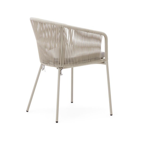 Krémová kovová/polstrovaná zahradní židle Yanet – Kave Home-image-4