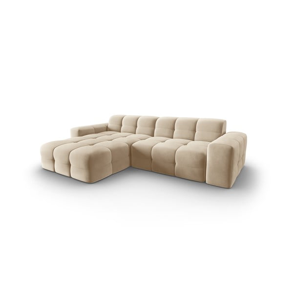 Béžová sametová rohová pohovka (levý roh) Kendal – Micadoni Home-image-3