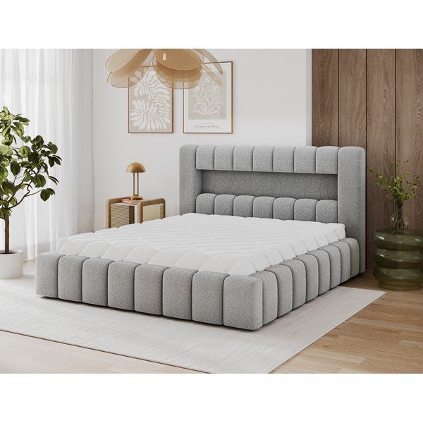 Šedá čalouněná dvoulůžková postel s úložným prostorem s roštem 140x200 cm Lamica – ELTAP-image-4