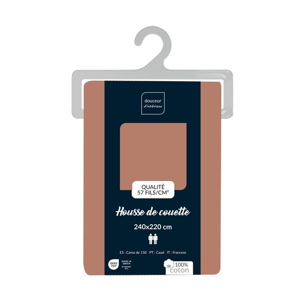 Bavlněný povlak na peřinu na dvoulůžko/prodloužený v lososové barvě 240x220 cm Lina – douceur d'intérieur-image-2