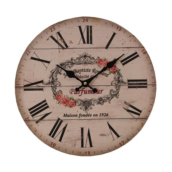 Růžové hodiny Antic Line Parfumer, ⌀ 34 cm