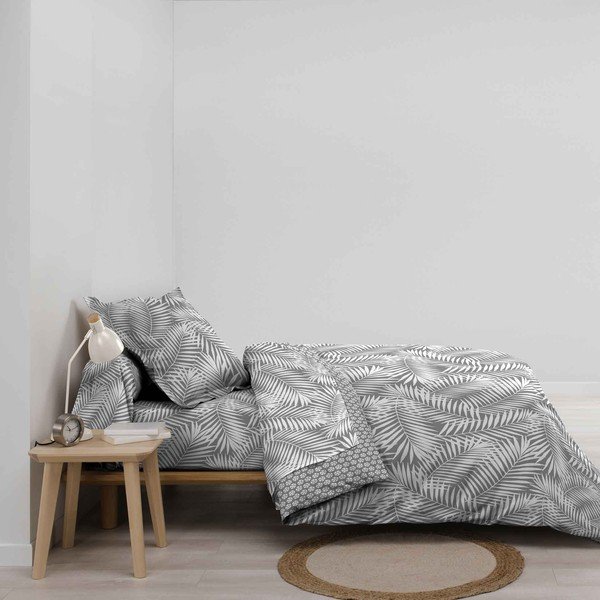 Šedý bavlněný povlak na peřinu na jednolůžko 140x200 cm Botania – douceur d'intérieur-image-1