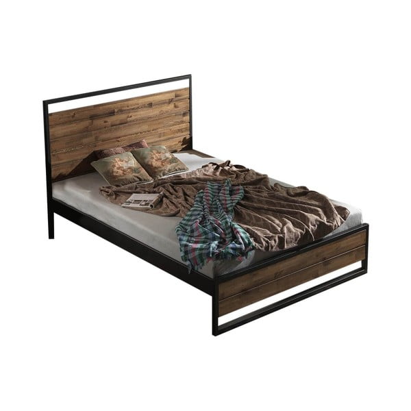 Jednolůžková postel s roštem v černo-přírodní barvě 120x200 cm Ariane – Kalune Design