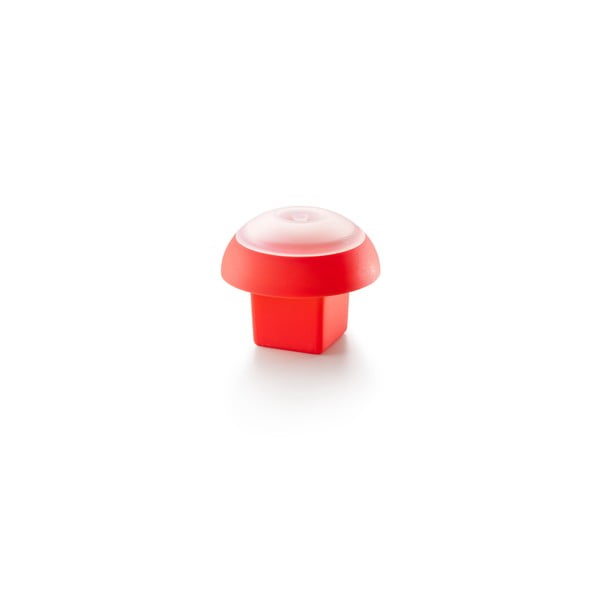 Červená hranatá silikonová formička na vaření vajec v mikrovlnce Lékué Ovo, ⌀ 10 cm
