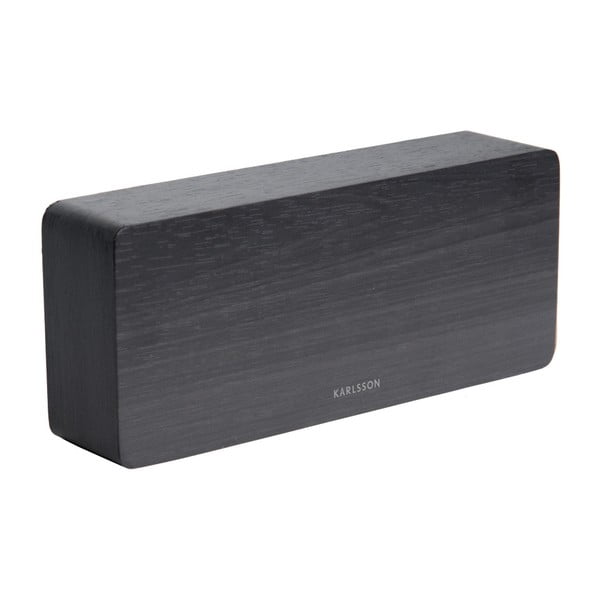 Černý budík v dřevěném dekoru Karlsson Tube, 21 x 9 cm-image-2