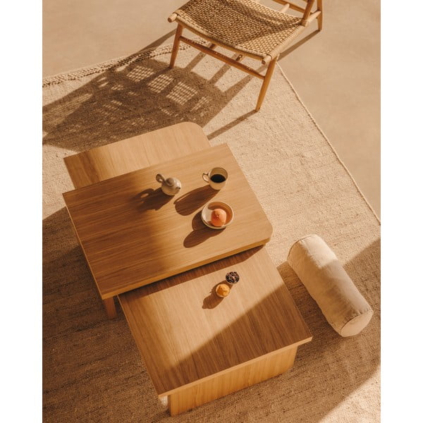 Konferenční stolek v dekoru dubu v přírodní barvě 75x140 cm Oaq – Kave Home-image-2