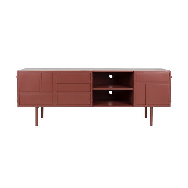Červený kovový TV stolek 160x58x36 cm Davis – White Label