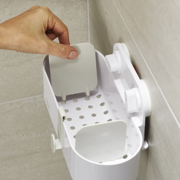 Bílá plastová koupelnová polička bez vrtání Duo – Joseph Joseph-image-2