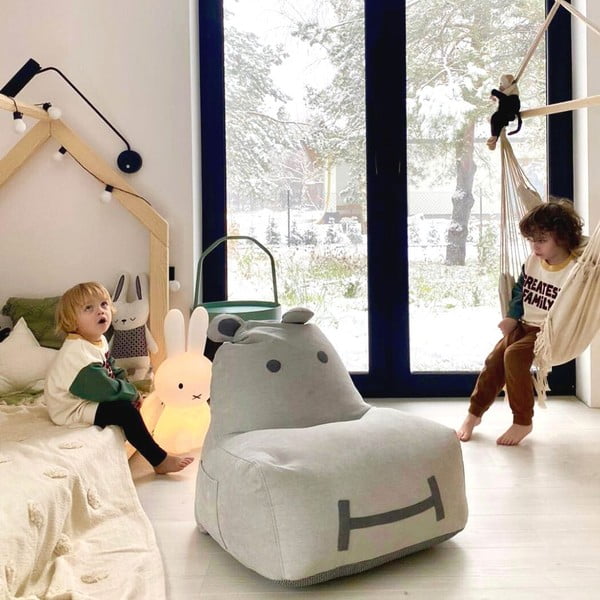 Světle šedý dětský sedací vak Hippo – The Brooklyn Kids-image-3