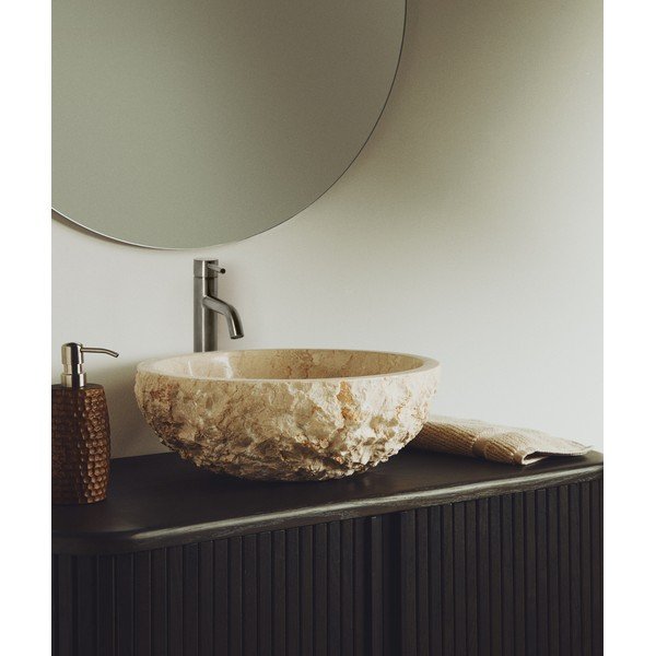 Béžové kamenné kulaté umyvadlo ø 40 cm Orvane – Kave Home-image-1