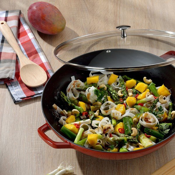 Červená litinová WOK pánev Kela Calido, ø 36 cm-image-1