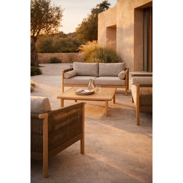 Šedobéžový čalouněný zahradní lounge set pro 3 osoby Oasis – Dutchbone-image-1