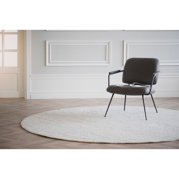 Světle šedý vlněný kulatý koberec ø 250 cm Auckland - Rowico-image-3