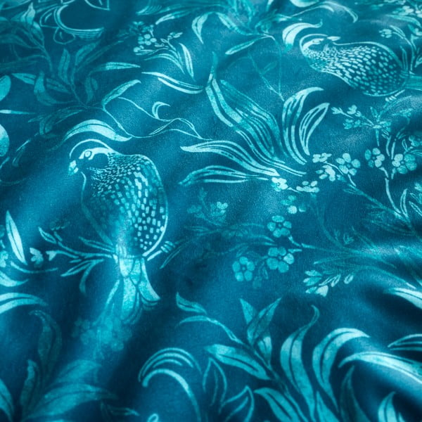 Modré sametové povlečení na dvoulůžko 200x200 cm Regal Birds – Catherine Lansfield-image-4