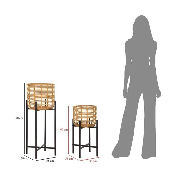 Sada 2 ratanových stojanů na květináč Mauro Ferretti, výška 90 cm-image-2