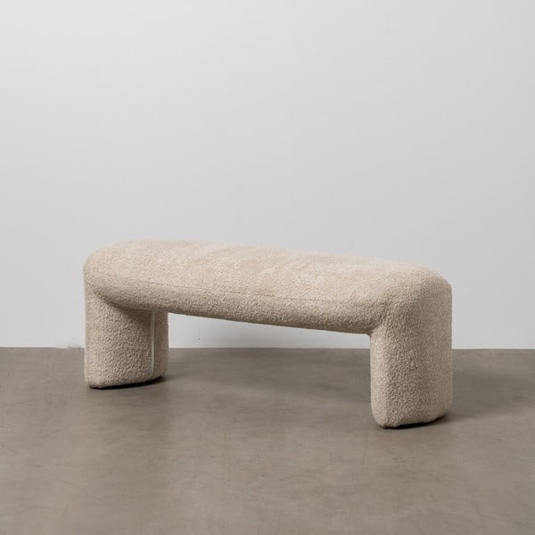 Béžová lavice z textilie bouclé Suave – Ixia-image-1