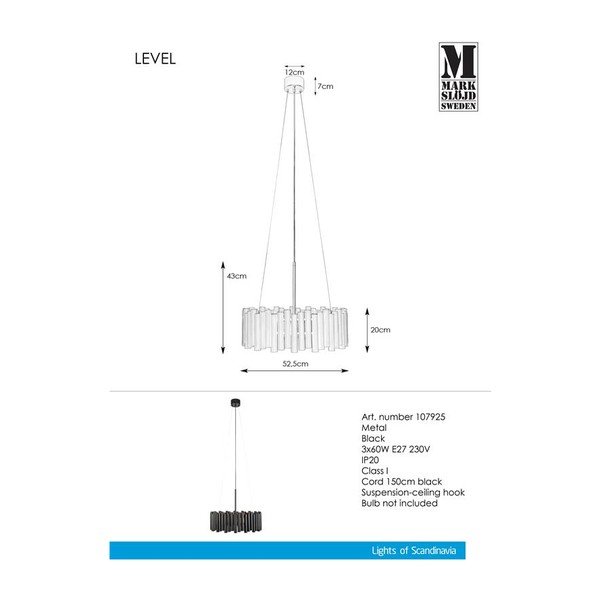 Černé závěsné svítidlo Markslöjd Level Pendant 3L-image-2
