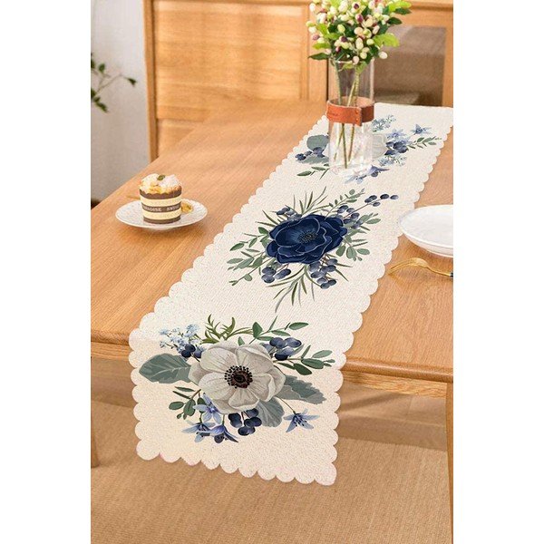 Běhoun na stůl 40x130 cm Blue Rose – Minimalist Cushion Covers-image-1