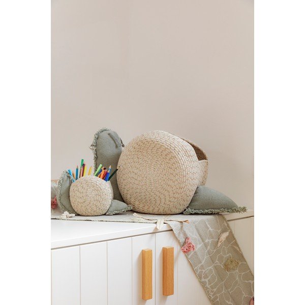 Krémový/šalvějově zelený látkový dětský koš na hračky 60x24x30 cm Big Snail – Lorena Canals-image-1