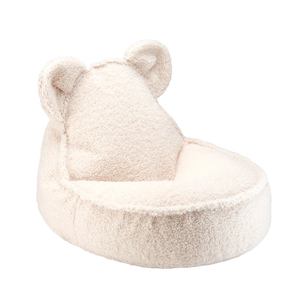 Krémový dětský sedací vak z textilie bouclé Bear – Wigiwama