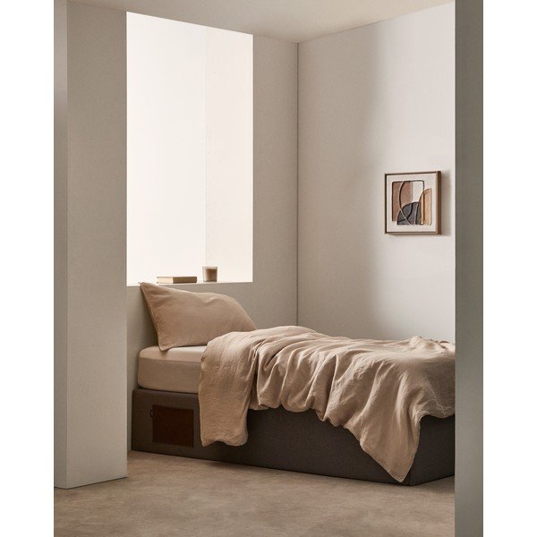 Černá čalouněná jednolůžková postel s úložným prostorem 90x190 cm Matters – Kave Home-image-1