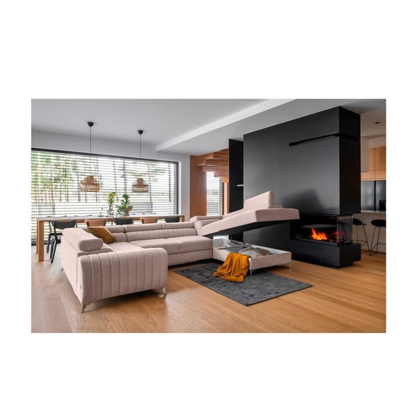 Růžová rozkládací/s úložným prostorem rohová pohovka (pravý roh/do "U") Louis – ELTAP-image-2