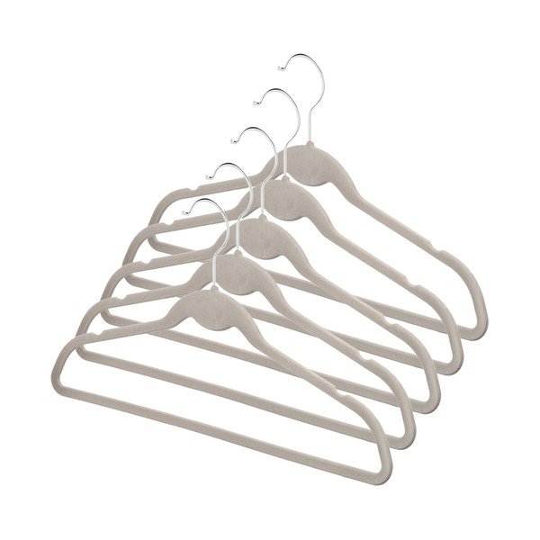 Sada 5 béžových dětských ramínek se sametovým povrchem Compactor-image-2