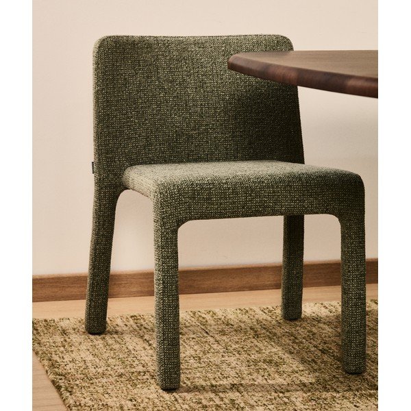 Zelená čalouněná stohovatelná jídelní židle Loria – Kave Home-image-3