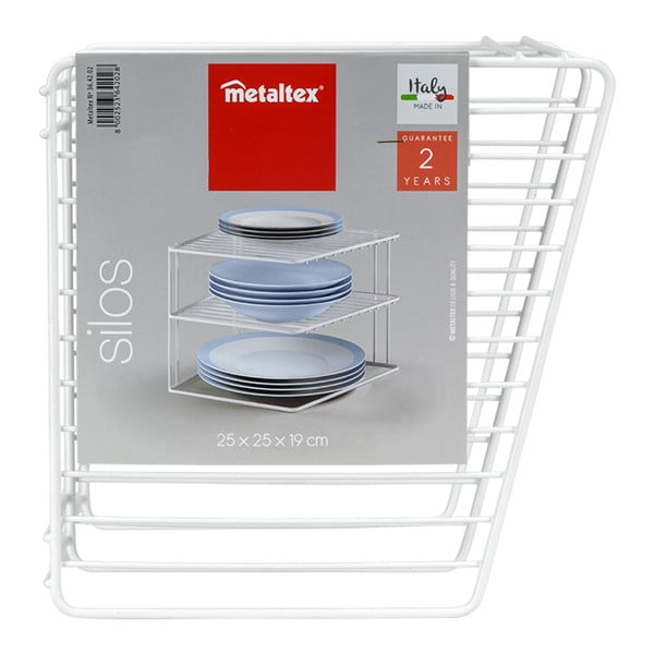 Bílá ocelová přídavná polička 25x25 cm Silos – Metaltex-image-3